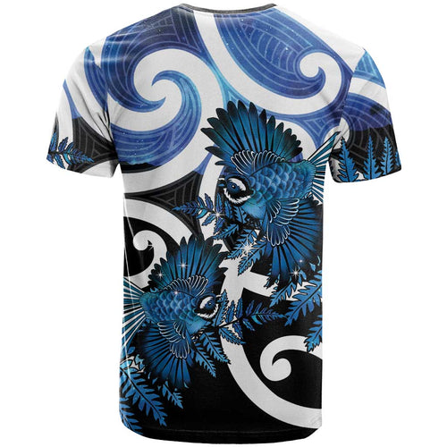 Piwakawaka New Zealand Matariki T Shirt Maori New Year Silver Fern Blue Galaxy