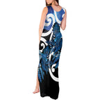 Piwakawaka New Zealand Matariki Tank Maxi Dress Maori New Year Silver Fern Blue Galaxy