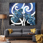 Piwakawaka New Zealand Matariki Tapestry Maori New Year Silver Fern Blue Galaxy