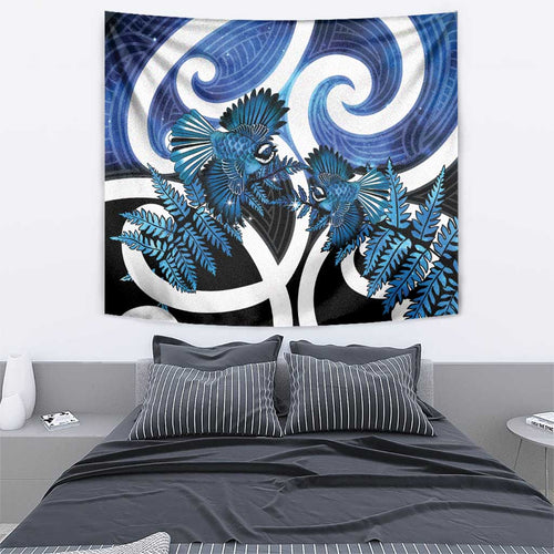 Piwakawaka New Zealand Matariki Tapestry Maori New Year Silver Fern Blue Galaxy