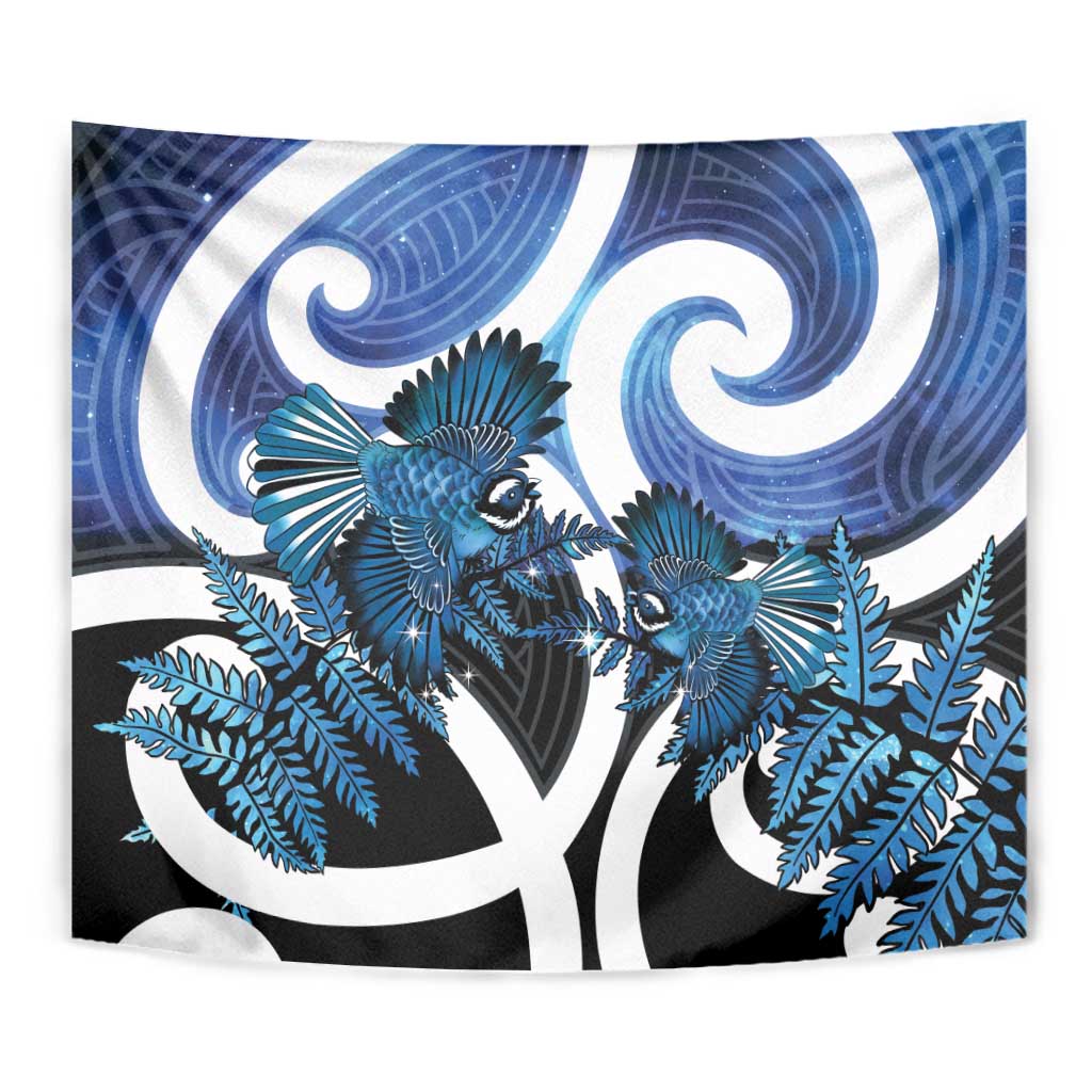 Piwakawaka New Zealand Matariki Tapestry Maori New Year Silver Fern Blue Galaxy