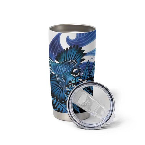 Piwakawaka New Zealand Matariki Tumbler Cup Maori New Year Silver Fern Blue Galaxy