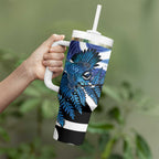 Piwakawaka New Zealand Matariki Tumbler With Handle Maori New Year Silver Fern Blue Galaxy