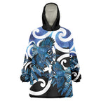 Piwakawaka New Zealand Matariki Wearable Blanket Hoodie Maori New Year Silver Fern Blue Galaxy