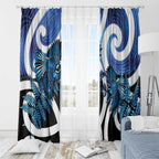 Piwakawaka New Zealand Matariki Window Curtain Maori New Year Silver Fern Blue Galaxy