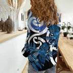 Piwakawaka New Zealand Matariki Women Casual Shirt Maori New Year Silver Fern Blue Galaxy