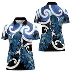 Piwakawaka New Zealand Matariki Women Polo Shirt Maori New Year Silver Fern Blue Galaxy