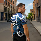 Piwakawaka New Zealand Matariki Zipper Polo Shirt Maori New Year Silver Fern Blue Galaxy