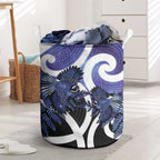 Piwakawaka New Zealand Matariki Laundry Basket Maori New Year Silver Fern Purple Galaxy