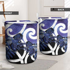 Piwakawaka New Zealand Matariki Laundry Basket Maori New Year Silver Fern Purple Galaxy