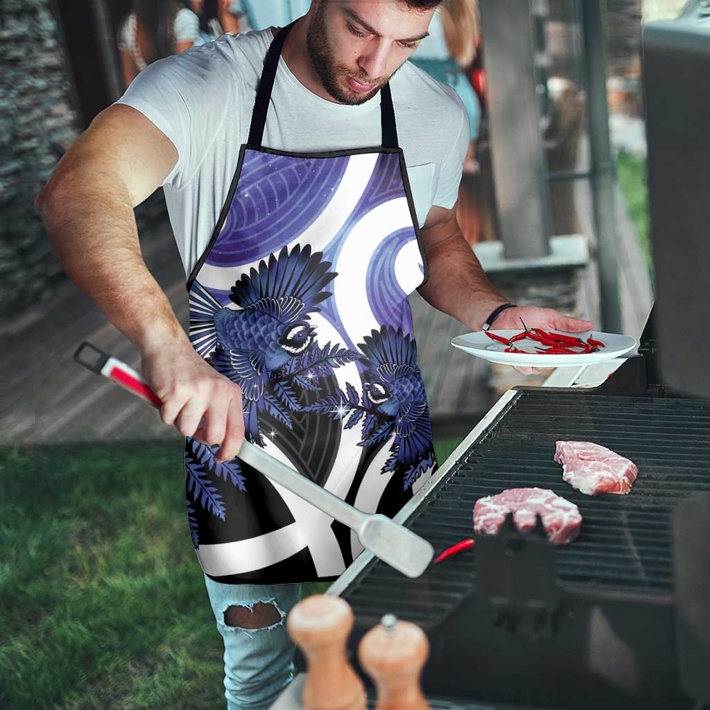 Piwakawaka New Zealand Matariki Apron Maori New Year Silver Fern Purple Galaxy