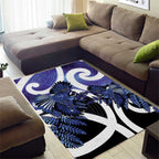 Piwakawaka New Zealand Matariki Area Rug Maori New Year Silver Fern Purple Galaxy