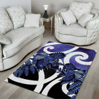 Piwakawaka New Zealand Matariki Area Rug Maori New Year Silver Fern Purple Galaxy