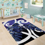 Piwakawaka New Zealand Matariki Area Rug Maori New Year Silver Fern Purple Galaxy