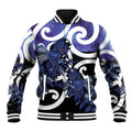 Piwakawaka New Zealand Matariki Baseball Jacket Maori New Year Silver Fern Purple Galaxy