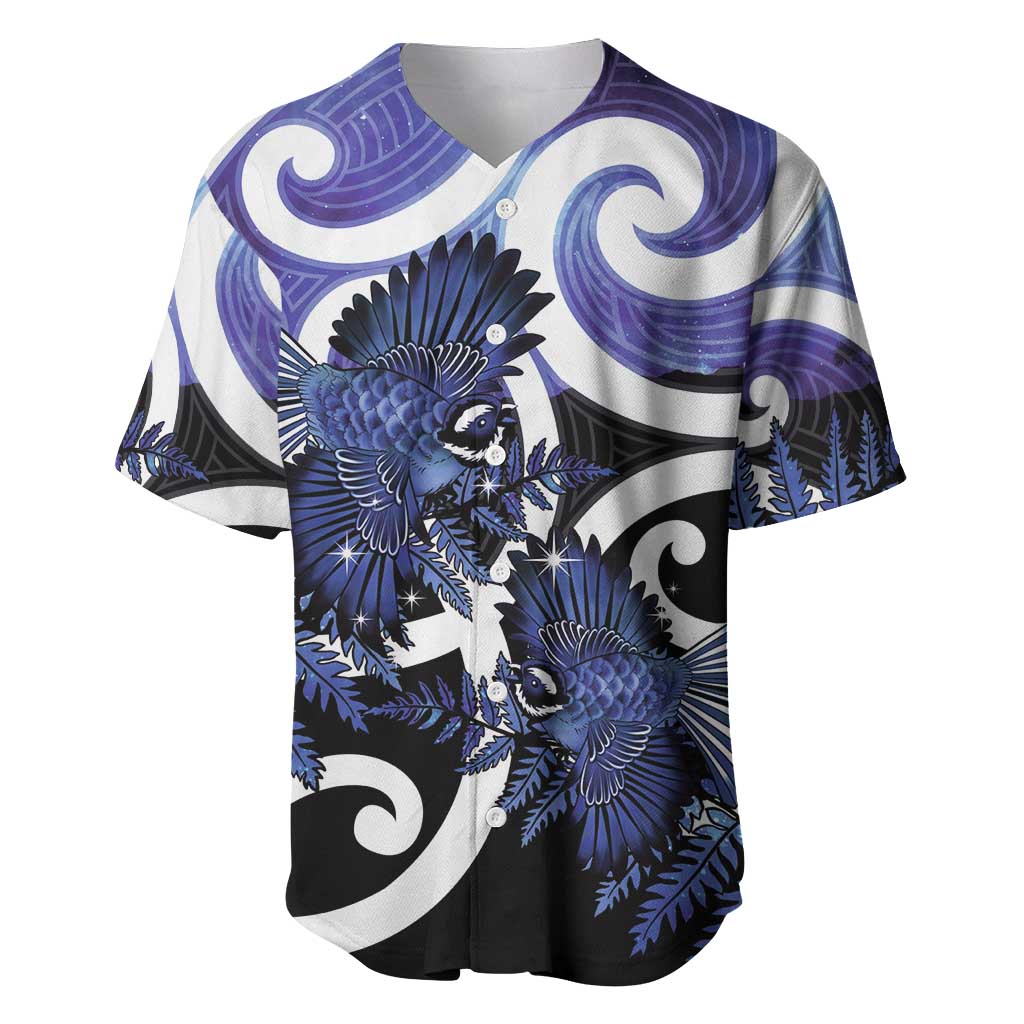 Piwakawaka New Zealand Matariki Baseball Jersey Maori New Year Silver Fern Purple Galaxy