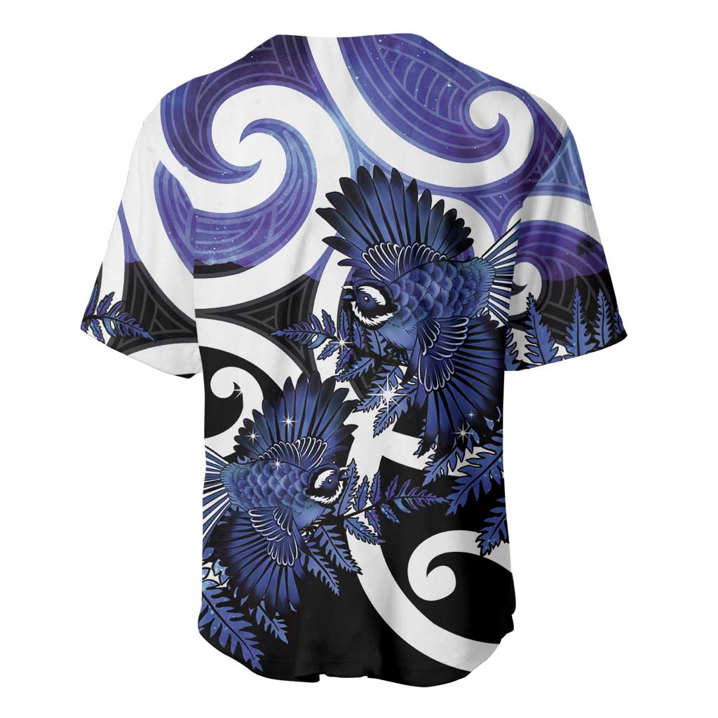 Piwakawaka New Zealand Matariki Baseball Jersey Maori New Year Silver Fern Purple Galaxy