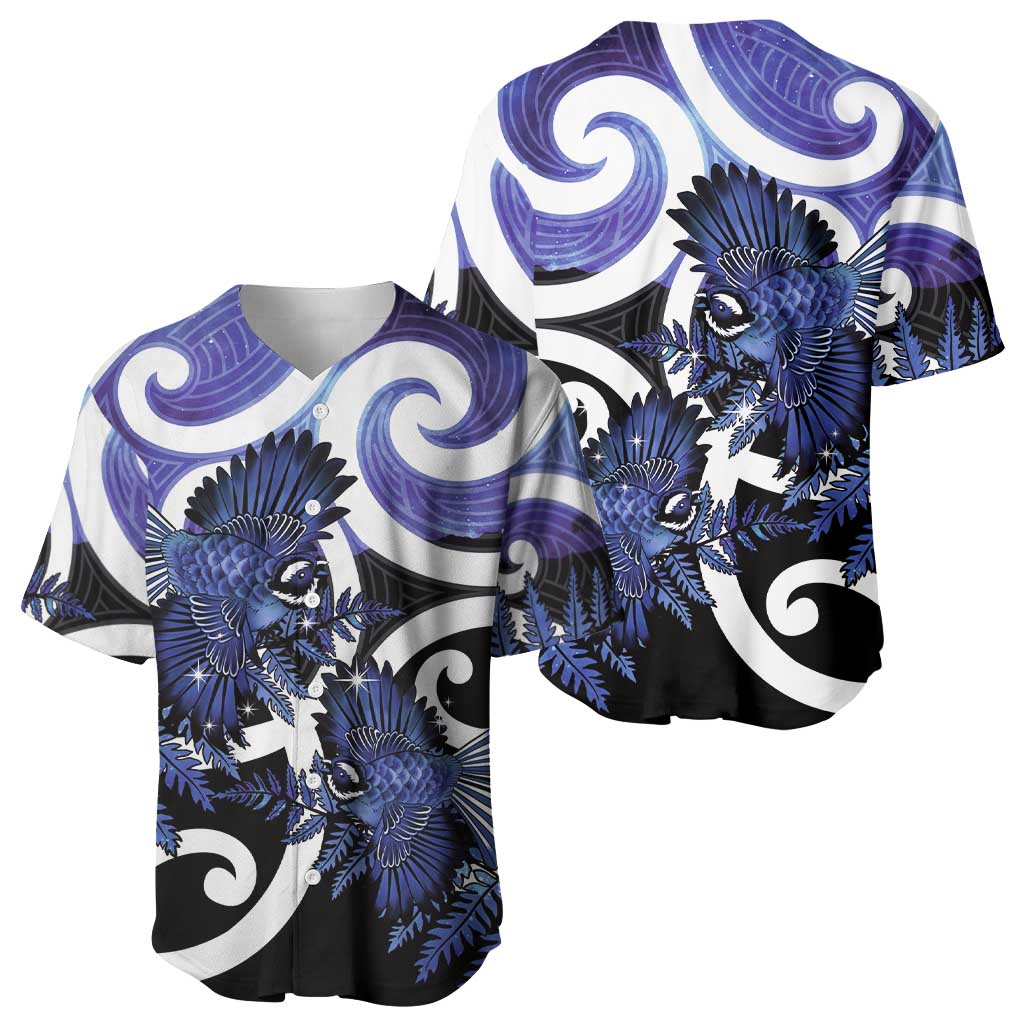 Piwakawaka New Zealand Matariki Baseball Jersey Maori New Year Silver Fern Purple Galaxy