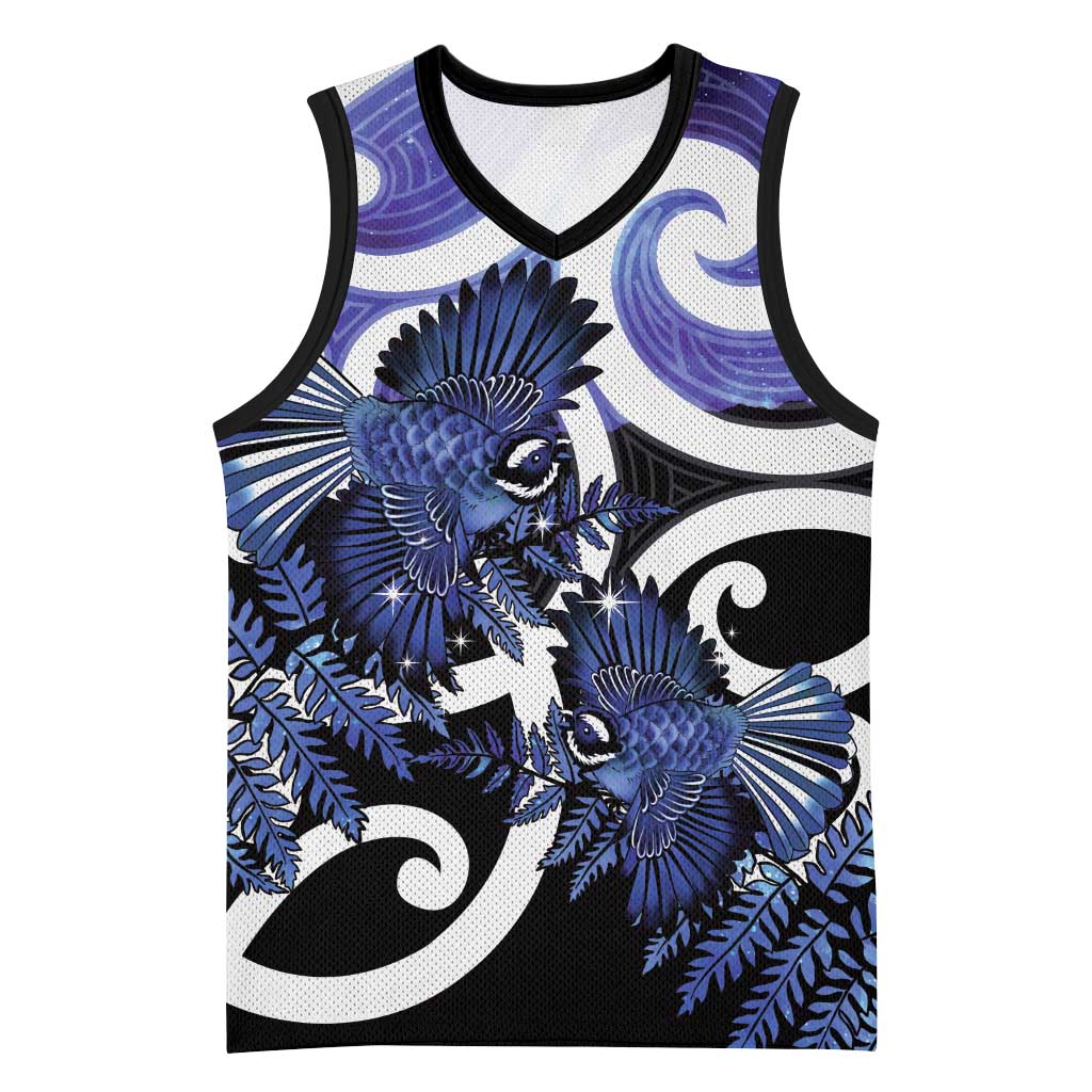 Piwakawaka New Zealand Matariki Basketball Jersey Maori New Year Silver Fern Purple Galaxy