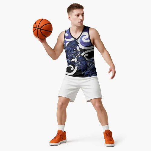 Piwakawaka New Zealand Matariki Basketball Jersey Maori New Year Silver Fern Purple Galaxy
