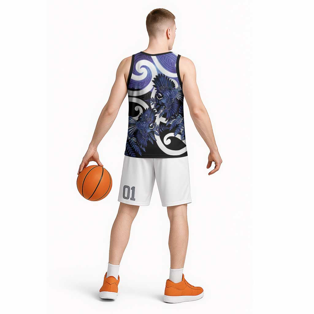 Piwakawaka New Zealand Matariki Basketball Jersey Maori New Year Silver Fern Purple Galaxy