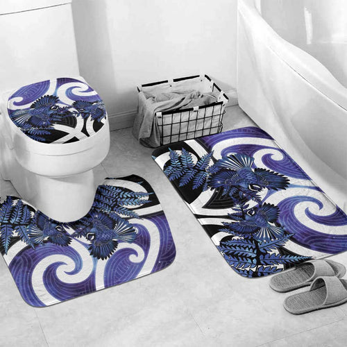 Piwakawaka New Zealand Matariki Bathroom Set Maori New Year Silver Fern Purple Galaxy