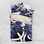Piwakawaka New Zealand Matariki Bedding Set Maori New Year Silver Fern Purple Galaxy