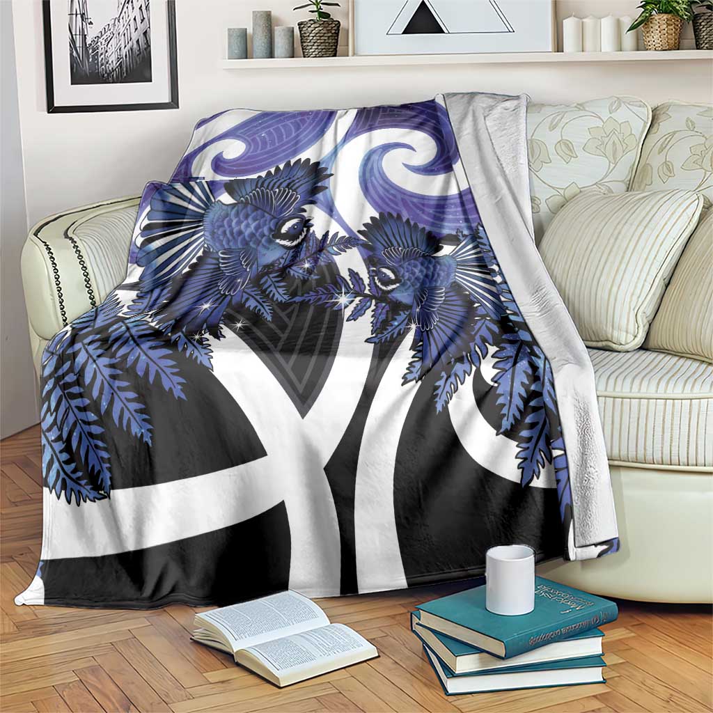 Piwakawaka New Zealand Matariki Blanket Maori New Year Silver Fern Purple Galaxy