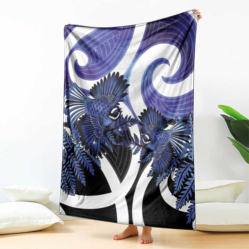 Piwakawaka New Zealand Matariki Blanket Maori New Year Silver Fern Purple Galaxy