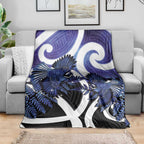 Piwakawaka New Zealand Matariki Blanket Maori New Year Silver Fern Purple Galaxy