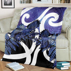 Piwakawaka New Zealand Matariki Blanket Maori New Year Silver Fern Purple Galaxy