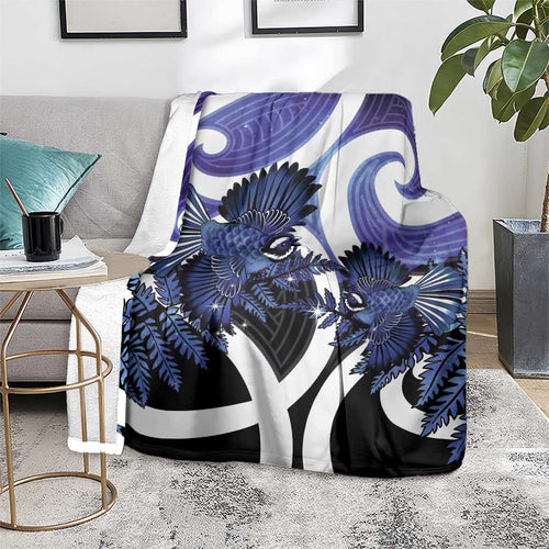 Piwakawaka New Zealand Matariki Blanket Maori New Year Silver Fern Purple Galaxy
