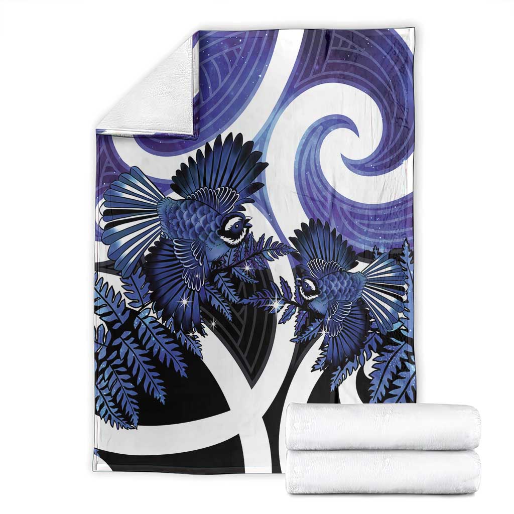 Piwakawaka New Zealand Matariki Blanket Maori New Year Silver Fern Purple Galaxy