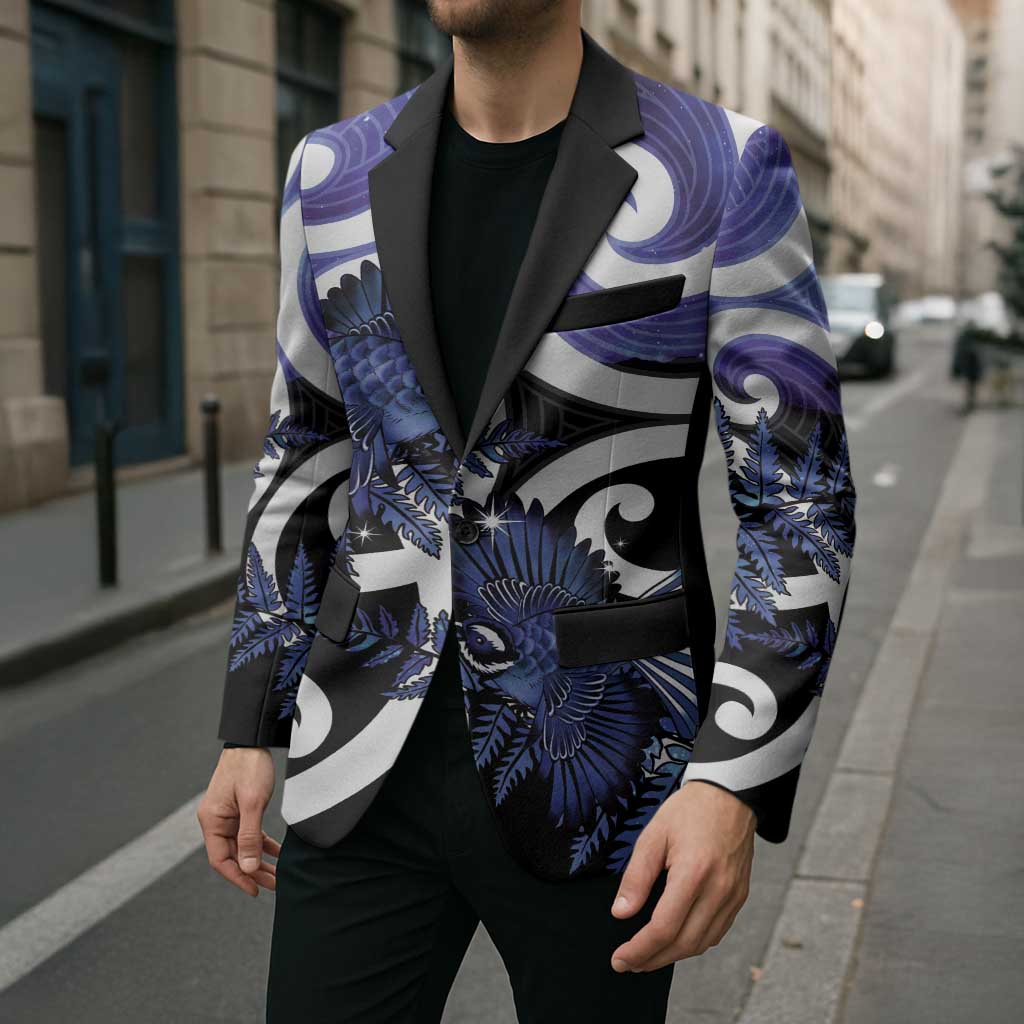 Piwakawaka New Zealand Matariki Blazer Maori New Year Silver Fern Purple Galaxy