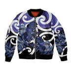 Piwakawaka New Zealand Matariki Bomber Jacket Maori New Year Silver Fern Purple Galaxy