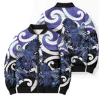 Piwakawaka New Zealand Matariki Bomber Puffer Jacket Maori New Year Silver Fern Purple Galaxy