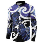 Piwakawaka New Zealand Matariki Button Sweatshirt Maori New Year Silver Fern Purple Galaxy