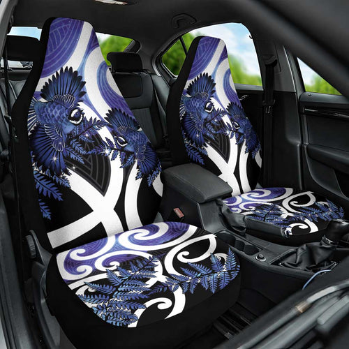 Piwakawaka New Zealand Matariki Car Seat Cover Maori New Year Silver Fern Purple Galaxy