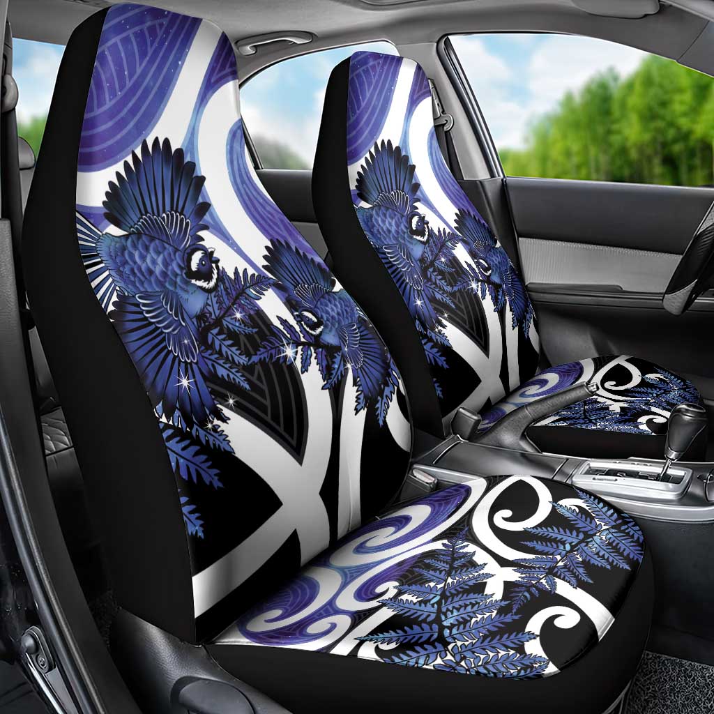 Piwakawaka New Zealand Matariki Car Seat Cover Maori New Year Silver Fern Purple Galaxy