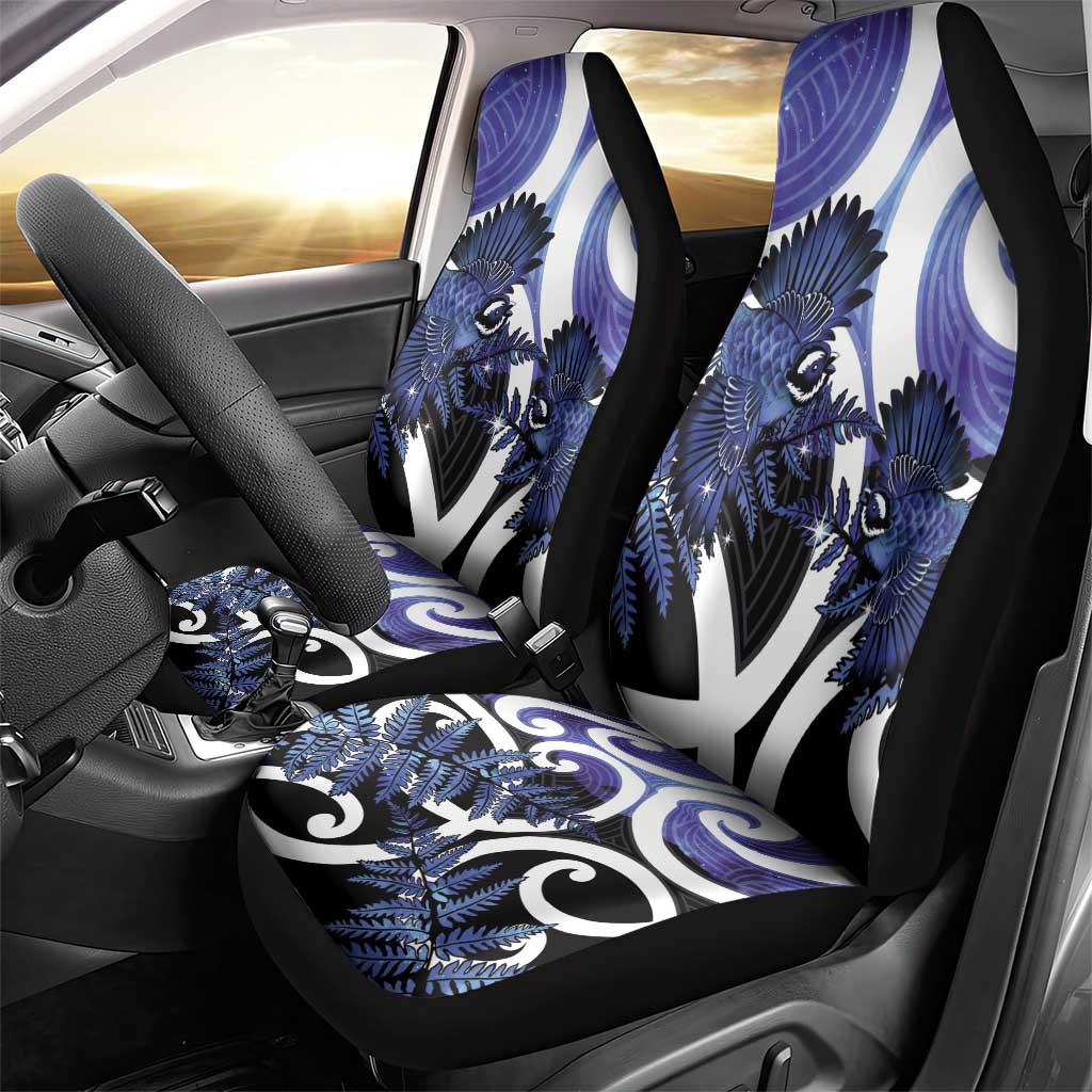 Piwakawaka New Zealand Matariki Car Seat Cover Maori New Year Silver Fern Purple Galaxy