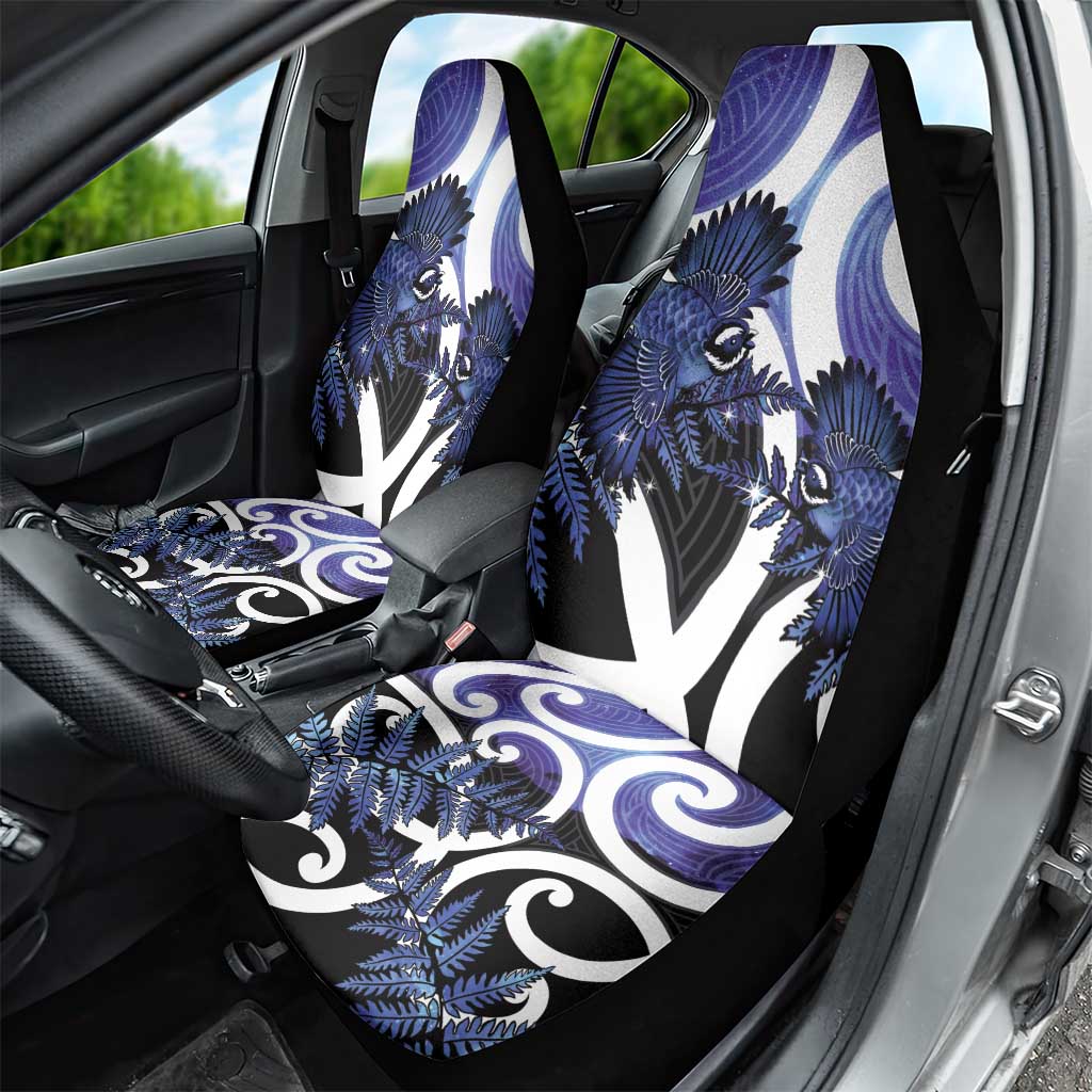 Piwakawaka New Zealand Matariki Car Seat Cover Maori New Year Silver Fern Purple Galaxy