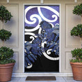 Piwakawaka New Zealand Matariki Door Cover Maori New Year Silver Fern Purple Galaxy