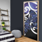 Piwakawaka New Zealand Matariki Door Cover Maori New Year Silver Fern Purple Galaxy