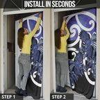 Piwakawaka New Zealand Matariki Door Cover Maori New Year Silver Fern Purple Galaxy