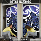 Piwakawaka New Zealand Matariki Door Cover Maori New Year Silver Fern Purple Galaxy