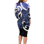 Piwakawaka New Zealand Matariki Family Matching Long Sleeve Bodycon Dress and Hawaiian Shirt Maori New Year Silver Fern Purple Galaxy