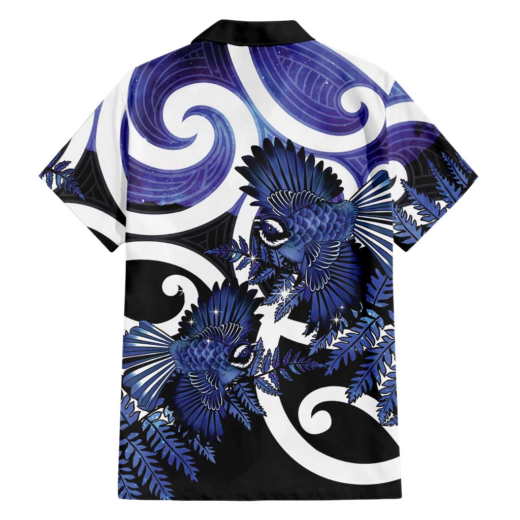 Piwakawaka New Zealand Matariki Family Matching Mermaid Dress and Hawaiian Shirt Maori New Year Silver Fern Purple Galaxy