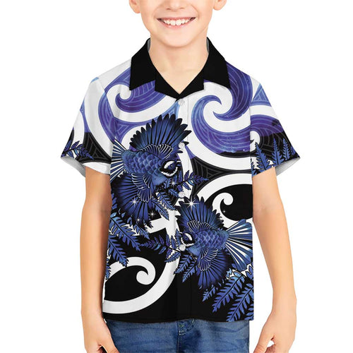 Piwakawaka New Zealand Matariki Family Matching Mermaid Dress and Hawaiian Shirt Maori New Year Silver Fern Purple Galaxy