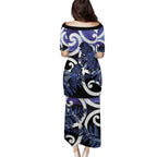Piwakawaka New Zealand Matariki Family Matching Puletasi and Hawaiian Shirt Maori New Year Silver Fern Purple Galaxy