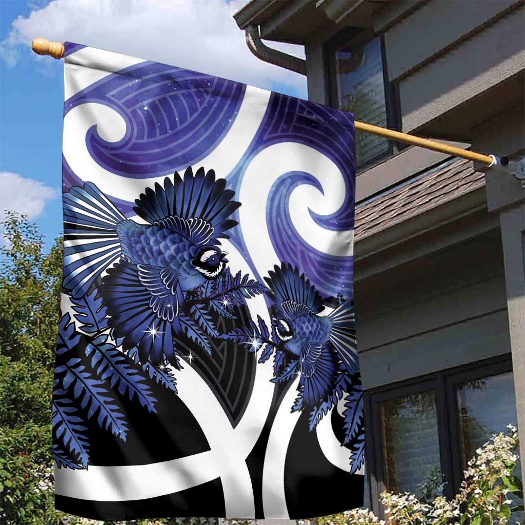 Piwakawaka New Zealand Matariki Garden Flag Maori New Year Silver Fern Purple Galaxy